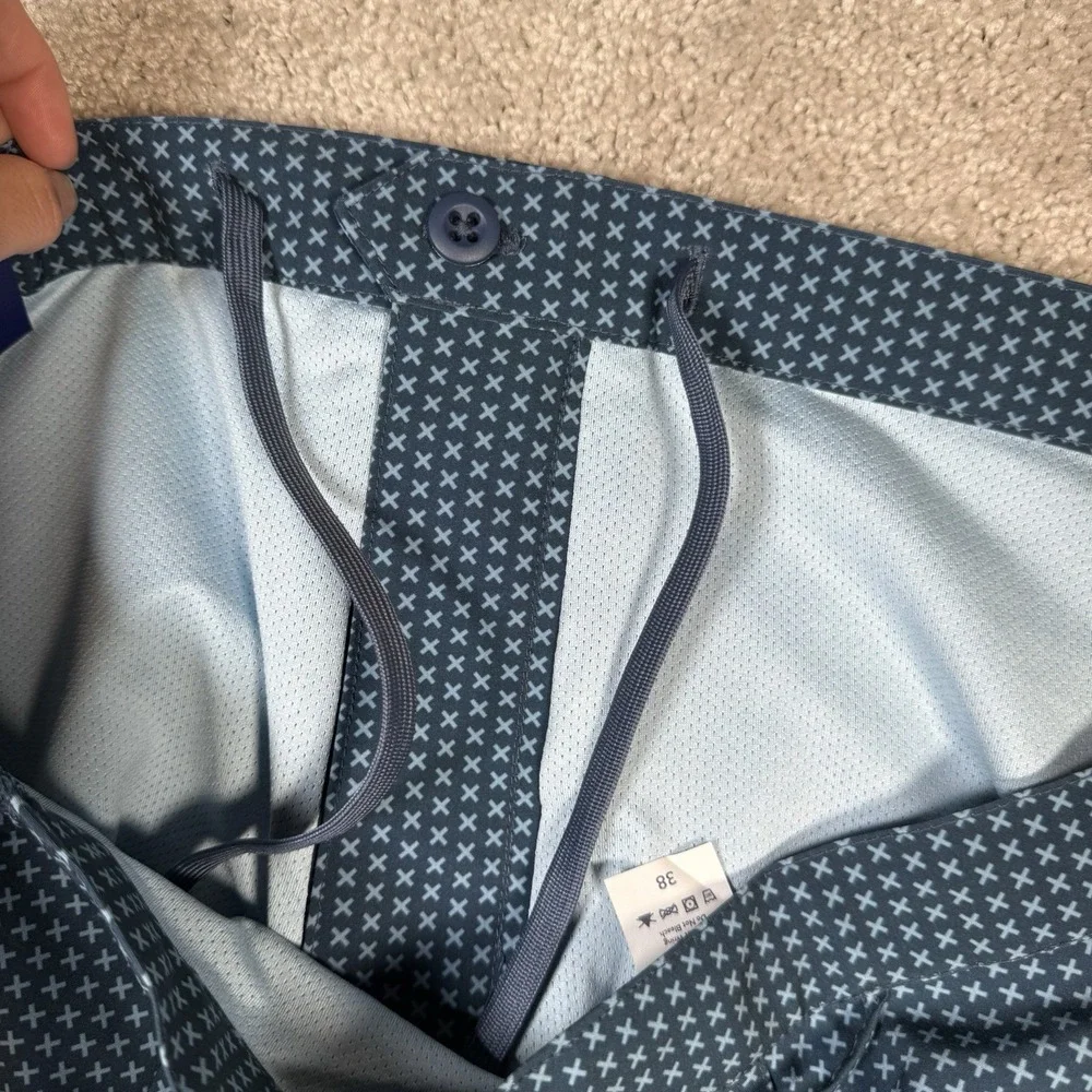 New Fair Harbor The Sextant Swim Shorts Mens Size 38 Blue Geometric‎ Stretch NWT